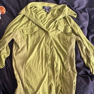 Verve Ami Green 3/4 Sleeve Button Down Shirt
